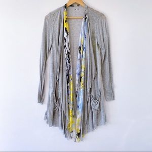 Three Dots 100% Silk Chiffon Open Front Cardigan M